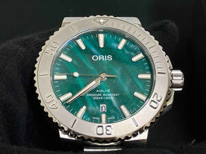 ORIS／オリス／アクイス ブレスネット コラボレーションモデル 733 7730 4137／26石／文字盤グリーンマーブル／SSブレス