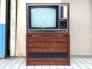 SONY ソニー トリニトロン カラーテレビ KV-1878D 79年製 ブラウン管 昭和レトロ 当時物 テレビ台 基本回路図付き