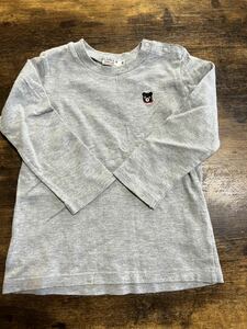 送料無料☆ミキハウス ダブルビー　ロンT 長袖Tシャツ カットソー　グレー　90㎝　汚れあり