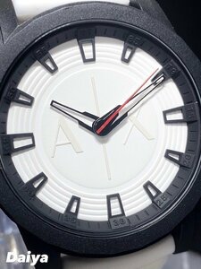 新品 AX ARMANI EXCHANGE アルマーニ エクスチェンジ 正規品 腕時計 アナログ腕時計 クオーツ 3気圧防水 ラバーベルト ホワイト プレゼント