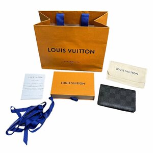 【ほぼ未使用】LOUIS VUITTON ルイヴィトン N63143 カードケース オーガナイザー・ドゥ ポッシュ イニシャル入 グレー メンズ L55121RK