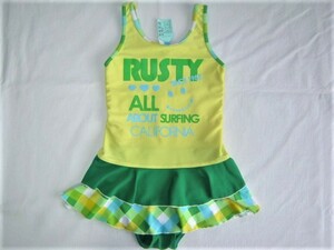 ★古着 クリーニング済み Rusty ラスティ 水着 スイムウエア ワンピース フリル 130 約120~130 KIDS キッズ 子供服 スマイル ニコちゃん★