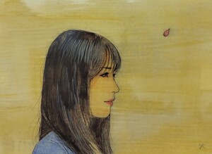 真作　木村優介　油絵　F4　美人画