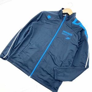 ■デサント DESCENTE ネイビー 濃紺 ジャージ トラックジャケット 胸ロゴ Mサイズ 【スポーツにぴったりの好アイテム♪】■BD81