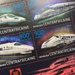 51547セール現品限　外国切手未使用　中央アフリカ発行鉄道限定印刷小型シート