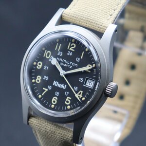 HAMILTON KHAKI ハミルトン カーキ 9797 クォーツ 24時表示 黒文字盤 デイト アンティーク メンズ腕時計