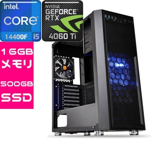 ゲーミングPC カスタム BTO RTX4060Ti intel 14世代 Core i5 14400F SSD 1TB 16GB デスクトップパソコン