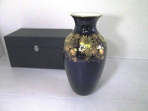 【美品！】　『ローレンス　フィッチェンロイター』　紺色　花瓶　［ドイツ製］　箱あり　（KM20Z031）