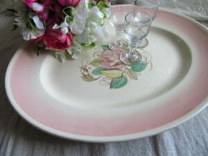 （英）アンティーク　スージークーパー　パトリシアローズ　ピンク　オーバルプレート　大皿　ディスプレイ