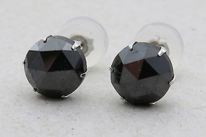 大粒！各1ct！Pt900 ブラックダイヤモンドピアス 計2ct スタッドピアス プラチナブラックダイヤピアス BlackDiamond 大粒ダイヤピアス