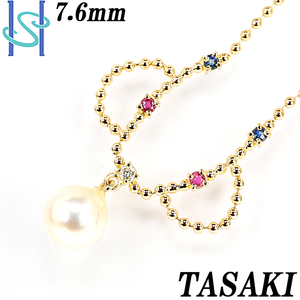 【最大50%OFF】タサキ 田崎真珠 アコヤパール ネックレス 7.6mm K18イエローゴールド TASAKI 美品 中古 SH80695 限界値下げ品