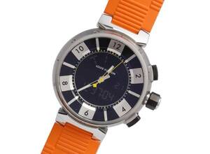 ルイ・ヴィトン Q118F1 ダンブールインブラック メンズ 腕時計 LOUIS VUITTON ウォッチ 男性 オレンジ ダミエ ラバー