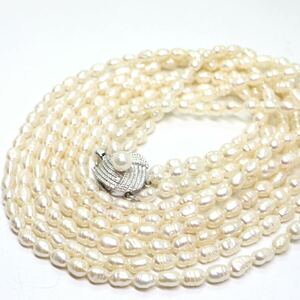 《本真珠3連ネックレス》M 47.6g 約62cm pearl necklace ジュエリー jewelry DA0/DA0