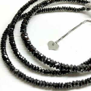 ●K18WG 天然ブラックダイヤモンドネックレス5.3g●m 21.40ct 約40.0cm black diamond necklace ジュエリー jewel EA2