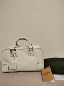 新品 未使用 LOEWE ロエベ アマソナ28 ハンドバッグ ホワイト 金具ゴールド