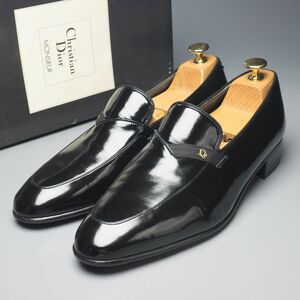 GP8274//*クリスチャンディオール/Christian Dior MONSIEUR*メンズ40/パテントレザースリッポン/エナメルローファー/靴/黒/ブラック