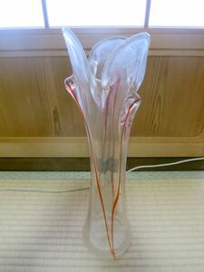 花瓶　ロングサイズ　縦長　ガラス　レトロ　ラッパ型