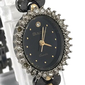 BULOVA ブローバ 腕時計 クオーツ ラインストーン ブラック ゴールド オーバル 楕円 コレクション おしゃれ 可愛い 個性的 レディース