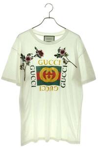 グッチ GUCCI 457094 X5L88 サイズ:XL フラワー刺繍GGロゴプリントTシャツ 中古 SB01