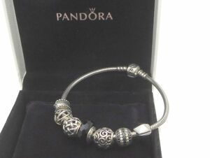 1000円スタート ブレスレット PANDORA パンドラ チャーム7個付き S925 ALE刻印有 総重量約31.0g シルバー アクセサリー IKS Z60022