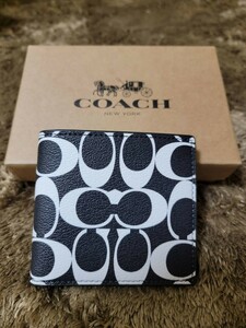 【1スタ】C-486 新品未使用 COACH コイン ウォレット・シグネチャー キャンバス メンズ 折り財布 並行輸入品