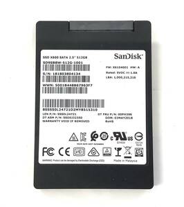 S6051430 SanDisk SATA 512GB 2.5インチ SSD 1点【中古動作品】