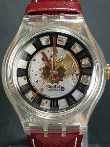 美品 箱付き SWATCH スウォッチ AUTOMATIC オートマチック BIG BEN SAK125 アナログ 自動巻き 腕時計 スケルトン レザーベルト 動作確認済