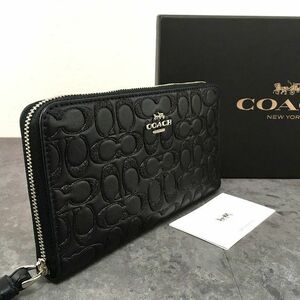 ☆送料無料☆ 未使用品 COACH ジップウォレット F80222 ブラック 箱付き 303