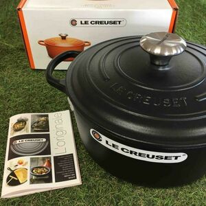 GX2234 LE CREUSET ル・クルーゼ 両手鍋 ココット ロンド 21177-24cm ホーロー鍋 料理 調理器具 ブラック 箱汚れ有り 未使用 保管品 鍋