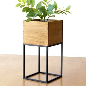 プランターボックス おしゃれ ウッドボックス 木製 天然木 シンプル アイアン シャビー アイアンスタンドウッドボックス