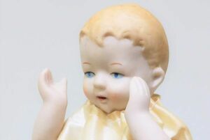 刻印有　BSCO　ビスクドール　赤ちゃん人形　1体　K8検)ミニョネット金髪碧眼緑眼ミニチュア日本製リボンフランス人形陶器人形着せ替え人形