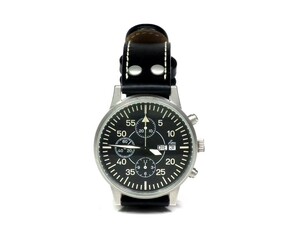 ラコ 腕時計 Ｌａｃｏ 時計 クロノグラフ メンズ ウォッチ デイデイト バルジュー 7750 自動巻 裏スケルトン メンズ ブラック 黒 レザーベ