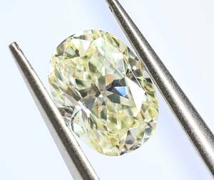 【１００円～】VS1！0.596ｃｔ 天然ダイヤ VERY LIGHT YELLOW（ナチュラルカラー）ＯＶカット