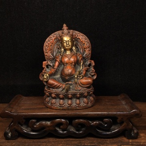 中國 清代 チベット仏教 純銅本物の金を塗った『黄財神』の造像です 仏像 仏教古美術 供養品 細密彫 時代物 中国美術 FCK207