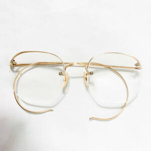 【最高級】1940s 英国製 ALGHA 現 Savile Row 12k 金張り ハーフリム 眼鏡 フレーム アンティーク ビンテージ スーツ 昭和初期 30s50s