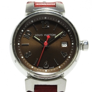 LOUIS VUITTON(ヴィトン) 腕時計 タンブール モノグラム Q1220 レディース 革ベルト ダークブラウン