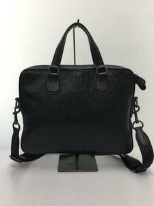 COACH◆ブリーフケース/レザー/ビジネスバッグ/BLK/シグネチャー/総柄/型押し/32210