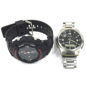 カシオ G-100 クォーツ アナデジ 他 ウェーブセプター タフソーラー 腕時計 メンズ 計2点 セット QR054-174