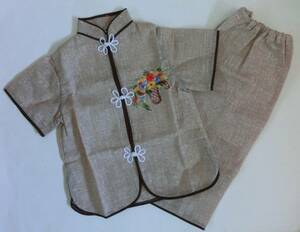 子供服　ベビー服　セットアップ 民族衣装　チャイナ服　韓国　茶色　ブラウン 半袖　1~2歳　コスチューム
