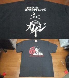 未使用 賭博黙示録 カイジ ざわざわ コラボ Tシャツ M パンクドランカーズ punkdrunkers 賭け ギャンブル アニメ 漫画 映画 ダークネイビー