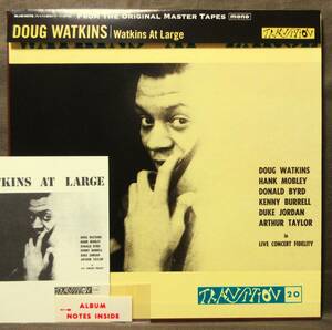 (LP) 美品! プレミアム復刻 DOUG WATKINS [WATKINS AT LARGE] ダグ・ワトキンス/Hank Mobley/Donald Byrd/掛け帯冊子付/200g/MONO/DELP-001