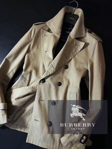 M28【サマートレンチ】定価12万●美品BURBERRY BLACK LABEL●Tシャツにさっと着こなす●コットントレンチコート バーバリーコート メンズ