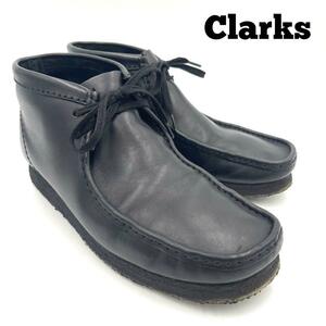 204美品 US10 クラークス オリジナルズ Clarks ワラビー Wallabee ナタリー レザー ブーツ ミドルカット 黒 ブラック 27.5cm