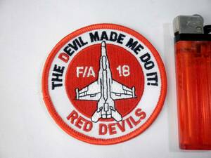 アメリカ海兵隊【VMFA-232 RED DEVILS F/A-18 スコードロンパッチ】公式？/戦闘攻撃飛行隊/ホーネット/刺繍/ワッペン/部隊章/未使用・美品