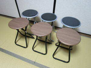 奈良県より出品 引き取りのみ◆折りたたみイス 折りたたみスツール 6脚セットで◆パイプ椅子