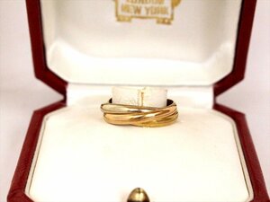 美品☆Cartier【カルティエ】750 k18 トリニティリング☆50サイズ☆約10号☆指輪☆ゴールド☆ロゴ☆4.7ｇ☆箱付☆