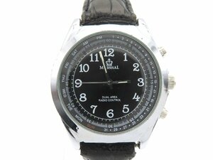 1円■ジャンク■ MARSHAL ブラック クオーツ メンズ 腕時計 M13907