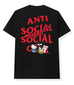 AntiSocialSocialClub (アンチソーシャルソーシャルクラブ) ハローキティ Tシャツ Hello Kitty and Friends x ASSC Black Tee ブラック (M)