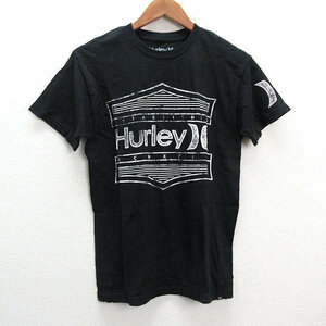 z■ハーレー/Hurley ロゴプリント 半袖Tシャツ【S】黒/MENS/169【中古】