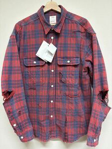 26 visvim LUMBER CHECK L/S CRASH 3 RED